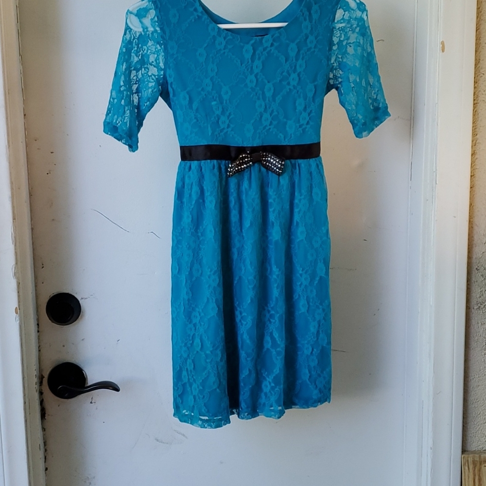 turquoise blue lace dress